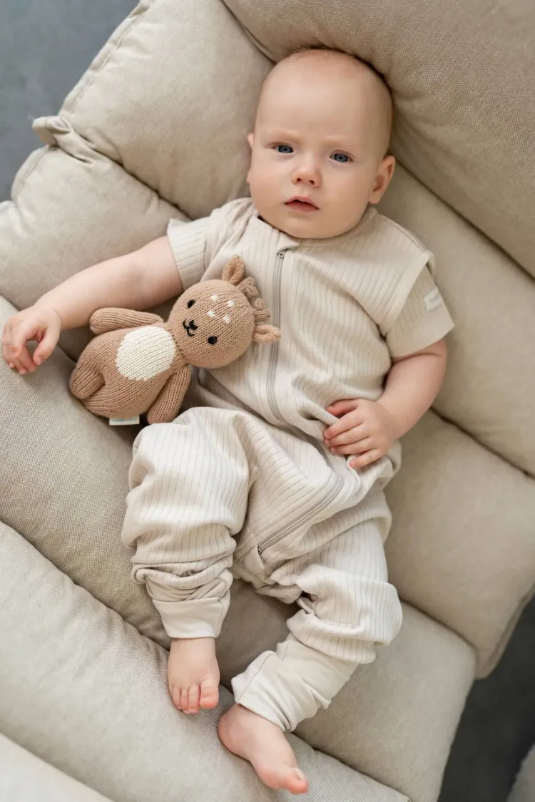 Śpiworek z nogawkami 1,5 tog Prążek jasny beż