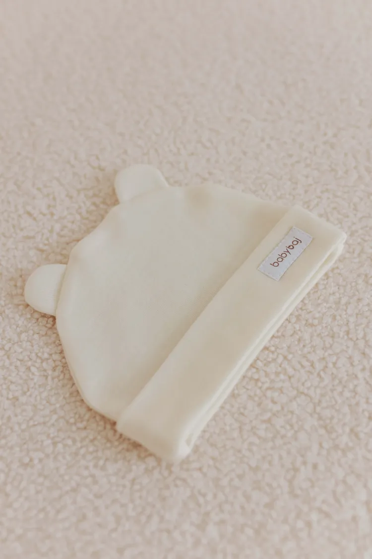 Czapka niemowlęca wełna merino Ecru