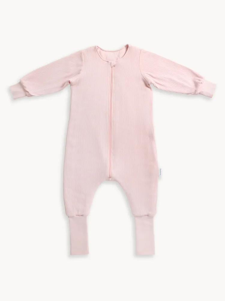 Śpiworek z nogawkami 1,5 tog Prążek różowy z długim rękawem